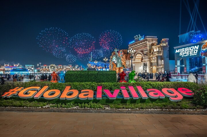 Explore the dazzling displays at Global Village where diverse cultural experiences and exciting attractions come alive amid stunning visuals and lively entertainment perfect for an unforgettable evening in Dubai.